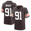 C.Browns #91 Alex Wright Player Brown Home Game STECN Stitched Jerseys