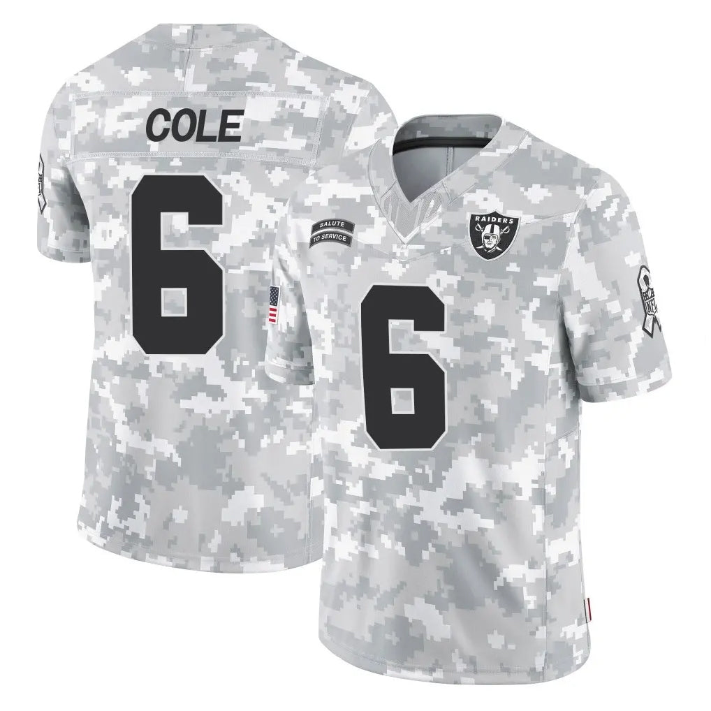 LV.Raiders #6 A.J. Cole Player Arctic Camo Salute To Service Limited Game STECN Stitched Jerseys
