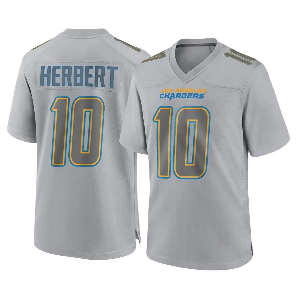 LA.Chargers #10 Justin Herbert Player Gray Atmosphere Fashion Home Game STECN Stitched Jerseys