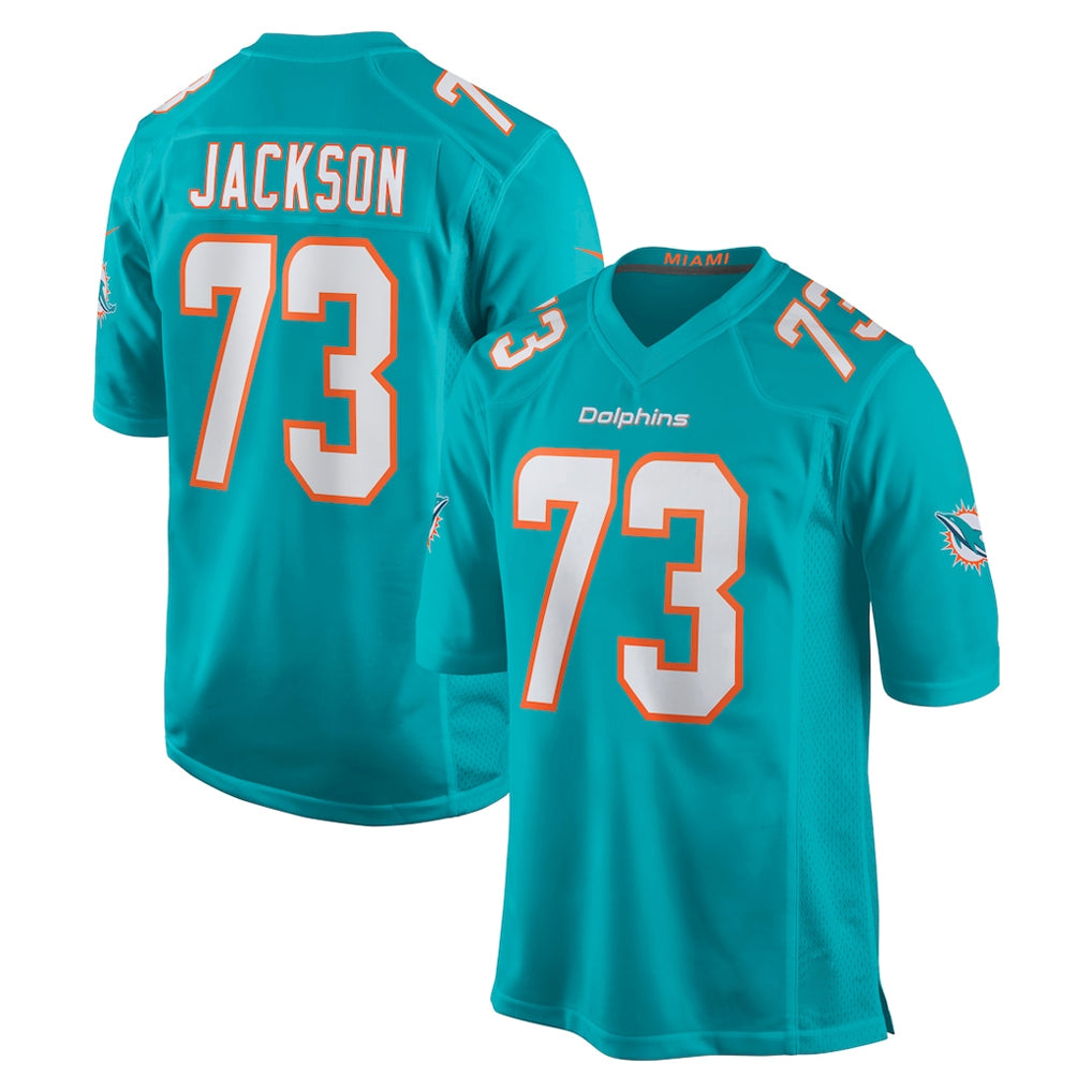 M.Dolphins #73 Austin Jackson Player Aqua Home Game STECN Stitched Jerseys