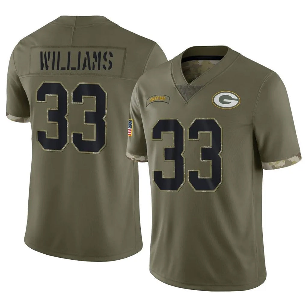 GB.Packers #33 Evan Williams Player Olive Salute To Service Limited STECN Stitched Jerseys