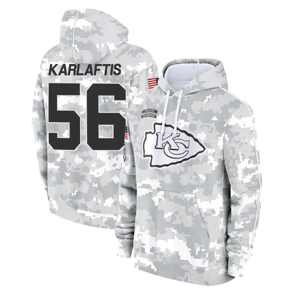 KC.Chiefs #56 George Karlaftis Player Arctic Camo Salute to Service Hoodies Limited Game STECN Stitched Jerseys