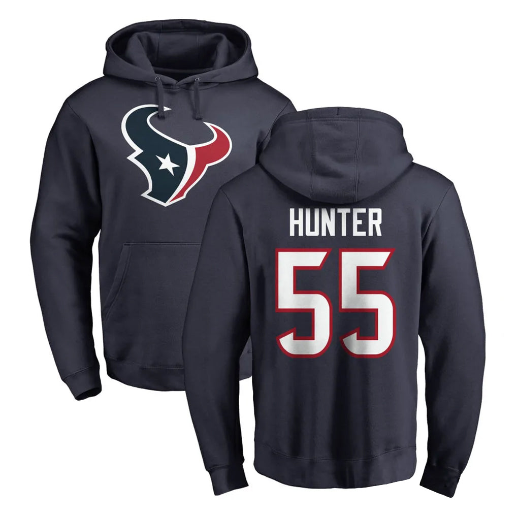 H.Texans #55 Danielle Hunter Player Navy Pro Line Pullover Hoodie Limited Game STECN Stitched Jerseys