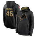 D.Lions #46 Jack Campbell Player Black Salute to Service Hoodies Limited Game STECN Stitched Jerseys