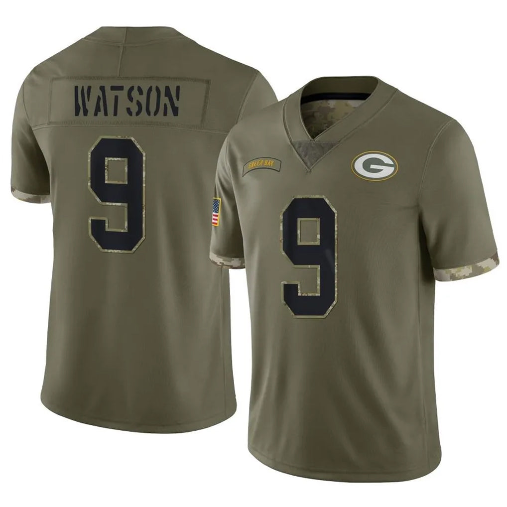 GB.Packers #9 Christian Watson Player Olive Salute To Service Limited STECN Stitched Jerseys