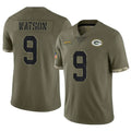 GB.Packers #9 Christian Watson Player Olive Salute To Service Limited STECN Stitched Jerseys